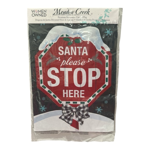 Meadow Creek Other - Santa Please Stop Here Garden Flag 12.5" x 18" Christmas Holiday Decor NIP